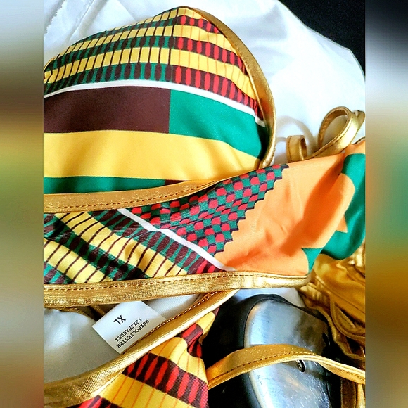 NEW African Kente Print Bikini Set! Ethnic Cultural Tribal Swimwear. Women, XL. - Picture 6 of 8